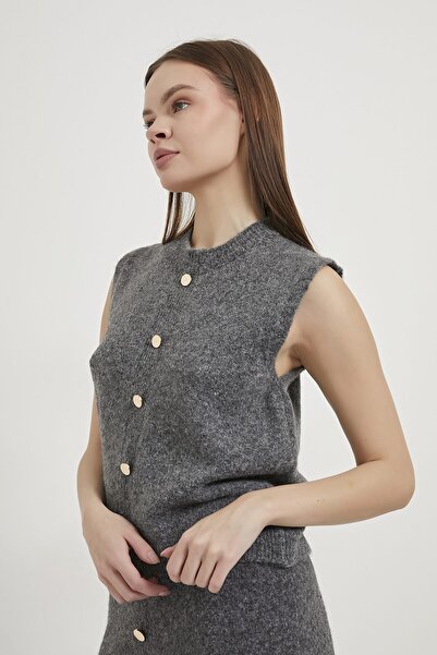 Arma Life Armalife 4982 gold button knit vest skirt women's set