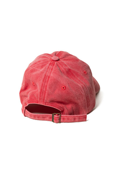 Nome Studio Red Hat with White Embroidery Vintage Style Pomegranate Flower Embroidered Hat on Antique Cotton Fabric