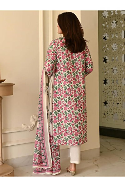 MYSMAR Off-White Viscose Cotton Salwar Kameez Dupatta - ALV2005 | Off-White