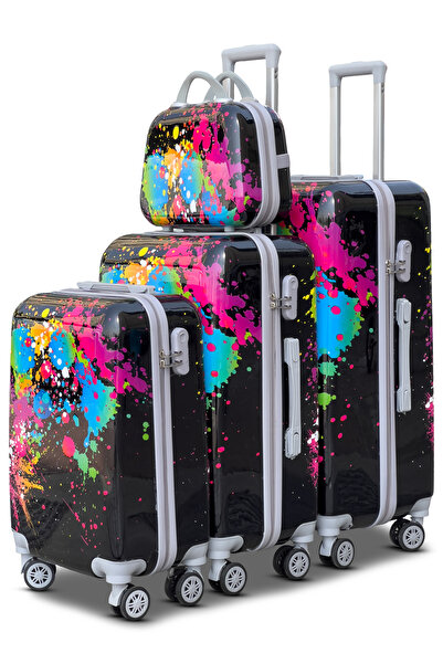 ZAAPPY Printed Splash Paint Hard Shell 4 Pcs Set (14/20/24/28 Inch) Lightweight Luggage