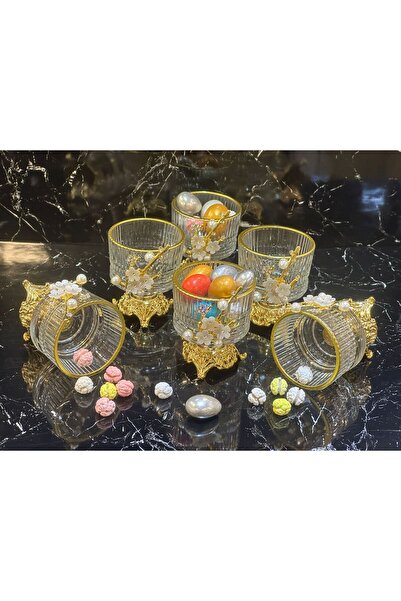 pırıltı home 6-Piece Metal Footed Delights Dish