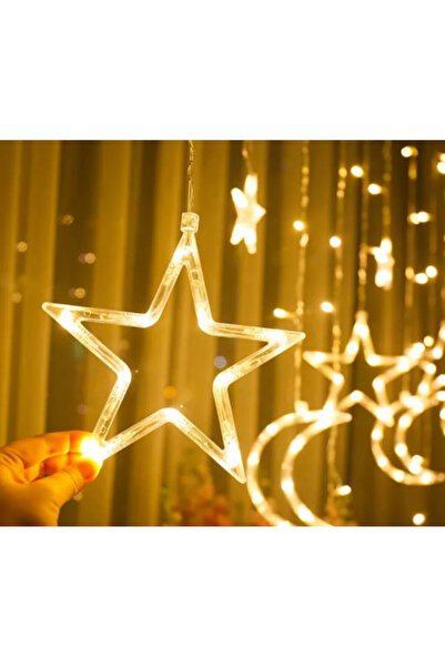 HSMKTP Christmas curtain lights with stars and moon, 3 m