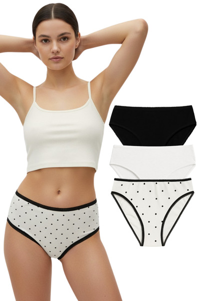 PAMORA Πακέτο με 3 βαμβακερά γυναικεία εσώρουχα μεγάλου μεγέθους