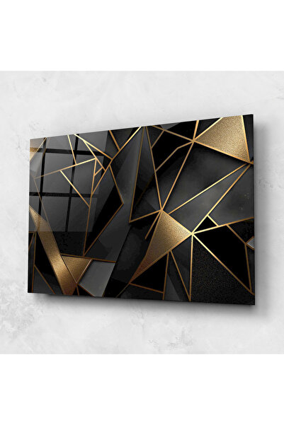 Arthub Glass Painting, Bedroom and Living Room, Abstract with Lines, Abstract Golden Art