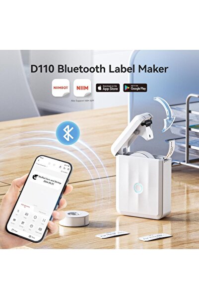 NiiMbot D110 Bluetooth Label Printer - Portable Thermal Label Maker, Off-White