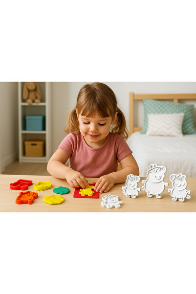 Sunman 4'Lü - Peppa Pig Ailesi Oyun Hamuru v Kurabiye Kalıbı Şekillendirici Set