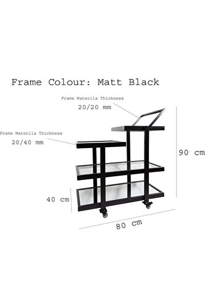genric FFD Glass Bar Trolley Serving Cart, Metal Frame, Lockable Wheels, Matt...
