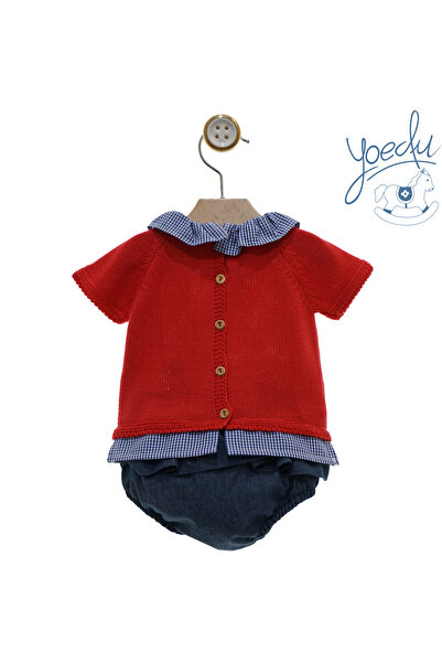 yoedu Spanish baby set: red sweater shirt with briefs