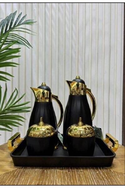 genric 5-piece hospitality thermos set, black and gold