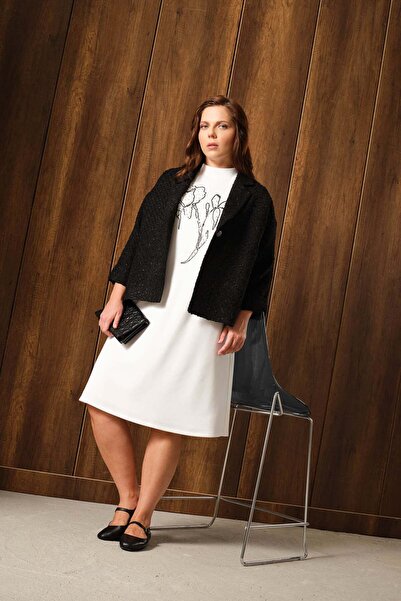 Gemko Embroidered Knitted Dress Ecru