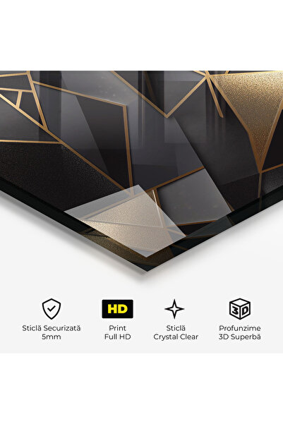 Arthub Glass Painting, Bedroom and Living Room, Abstract with Lines, Abstract Golden Art