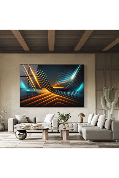 Arthub Glass Painting, Bedroom and Living Room, Abstract with Lines, Futuristic Background