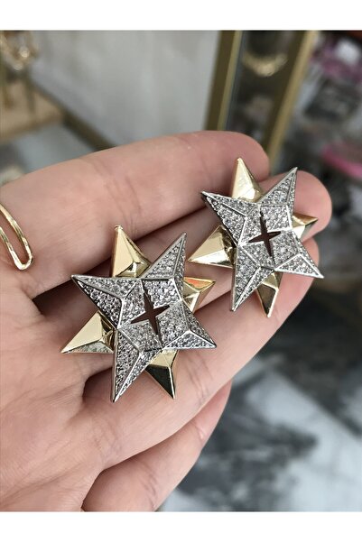 the ASEL İNCİ سلسلة VIP الذهبية مفصلة بأقراط نجمة الحجر