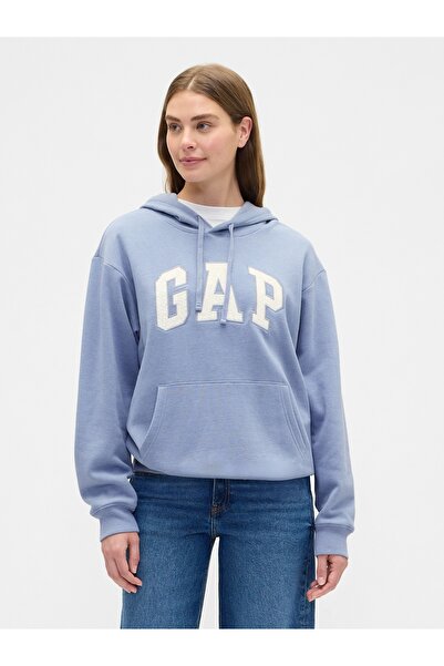 GAP Kadın Açık Mavi Logo Fleece Sweatshirt