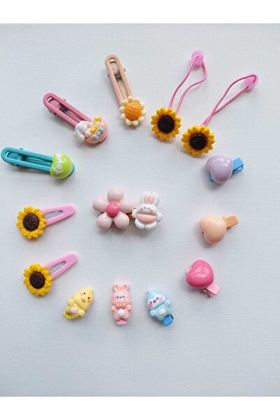 Pretty 14’lü Bebek & Çocuk Toka Seti – Karışık Renk ve Desenli Sevimli Tokalar