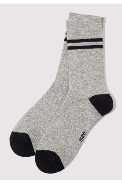 Mavi Strip Printed Unisex Socks Gray
