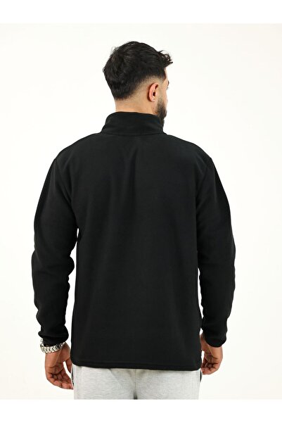 TKT Black Fleece Jacket with 3 Pockets, Full Zipper, Front Panel Detail