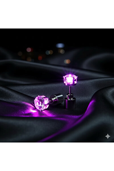 Generic LED Flashing Color-Changing Stud Earrings (Pair of 2-Pink)