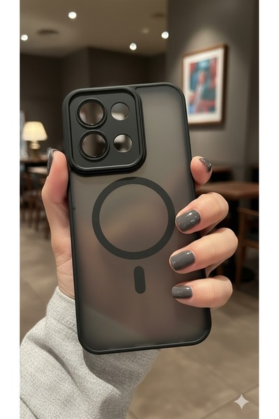 Hatreds Redmi 15C Uyumlu Magsafe Desenli Mat Şeffaf Silikon Kılıf – Kamera Ko...