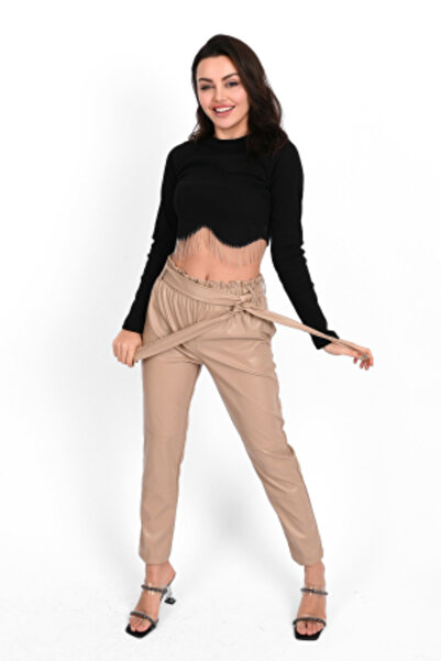 baki collection Women's faux leather pants, Black