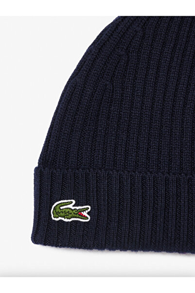 Lacoste Rib Knit Brushed Wool Beanie