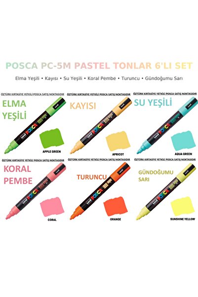POSCA Pc-5M 6-Piece Pencil Set - Pastel and Soft Shades