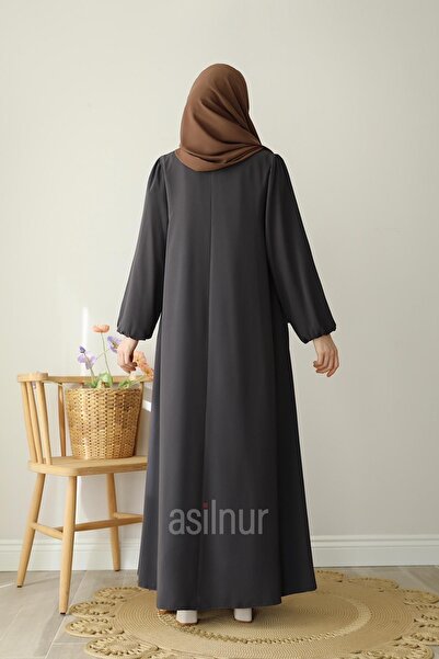 ASİLNUR Ebrar Pleated Ferace Smoked