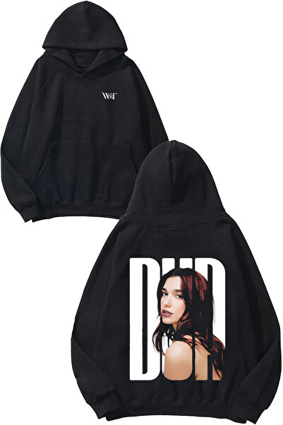 THEWERT سويت شيرت دوا ليبا ديزاين راك مطبوع أسود بغطاء رأس