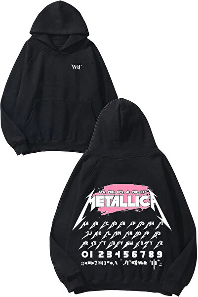 THEWERT Metallica Printed Design Backpack Black Hooded Sweatshirt