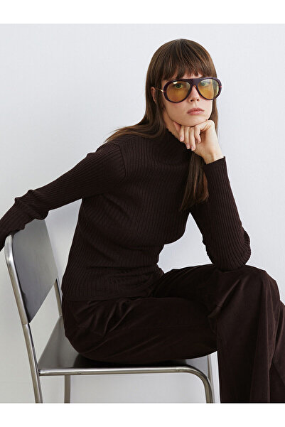 LC Waikiki Brown Half Turtleneck Women's Knitwear Sweater