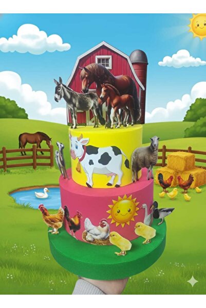 Bp Bizden Pastacılık 🐮 ÇİFTLİK HAYVANLARI TEMALI 2 KATLI MAKET PASTA