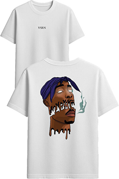 VSRN Tricou supradimensionat alb cu imprimeu Big Rapper Design