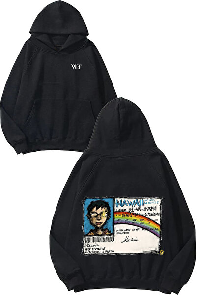 THEWERT Hawaii Design Back Štampano Crna Sa kapuljačom majica