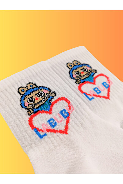 Shuttle Park Special Series Happy Colorful Labubu Patterned Socks Fun Comfortable Stylish Design Style White College Socks