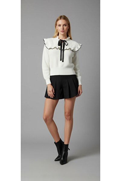 gigigiyim Women's Sweater with Flywheel Detail Ecru