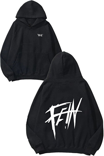 THEWERT Travis Scott Fein Design Spate cu imprimeu Negru cu glugă Swea tricou