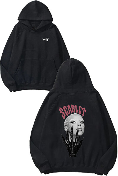 THEWERT سويت شيرت Doja Cat Design Back مطبوع أسود بغطاء رأس