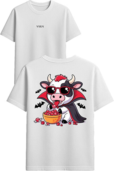 VSRN تي شيرت يارا دانا تصميم مطبوع أبيض قصة فضفاضة