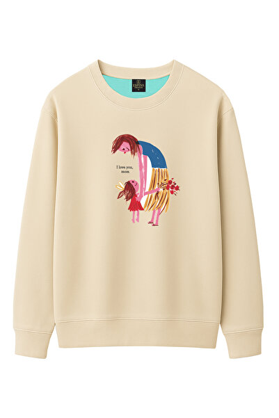 Espina Premium سويت شيرت عادي بعبارة 'أحبك يا أمي' مطبوع