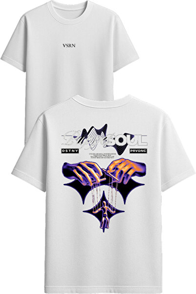 VSRN تي شيرت بوبى سول ديزاين مطبوع أبيض قصة فضفاضة