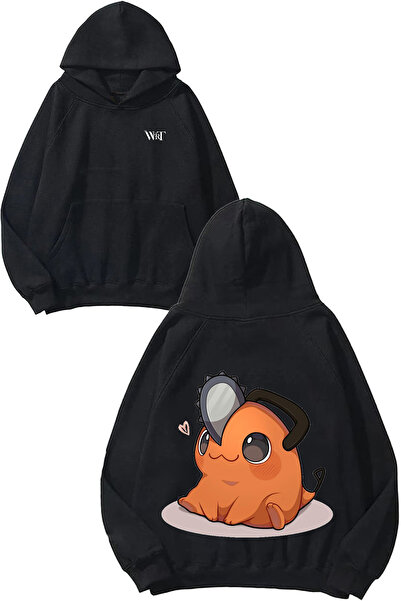 THEWERT Design Orange Monster Spate cu imprimeu Negru cu glugă Swea tricou