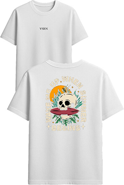 VSRN Tricou supradimensionat alb cu imprimeu Wake me up Design