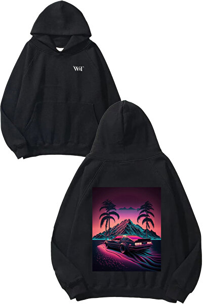 THEWERT Miami Design Back Printed Black Hooded Sweatshirt