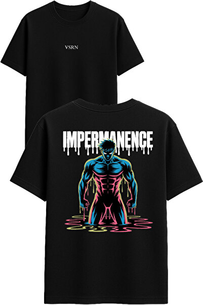 VSRN Μπλουζάκι με στάμπα Impermanence Design, μαύρο, oversized