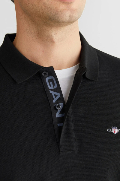Gant Men's Black Regular Fit Polo Neck Polo
