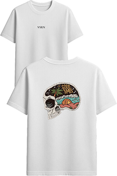 VSRN Μπλουζάκι με στάμπα Good Times Design, λευκό, oversized