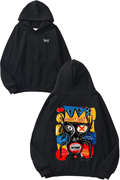 THEWERT King Graffiti Design Rucsac cu imprimeu Negru cu glugă Swea tricou