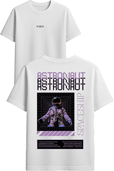 VSRN Μπλουζάκι Astronaut Astronaut με στάμπα σχεδίου, λευκό, oversized