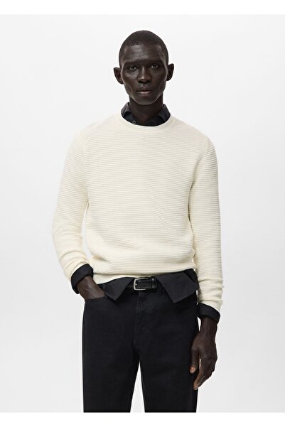 MANGO Man %100 pamuklu örgü desenli kazak