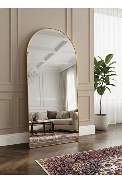 Noor Full-length mirror with gold-tone aluminum frame, stand, and hanging bracket, 180*80